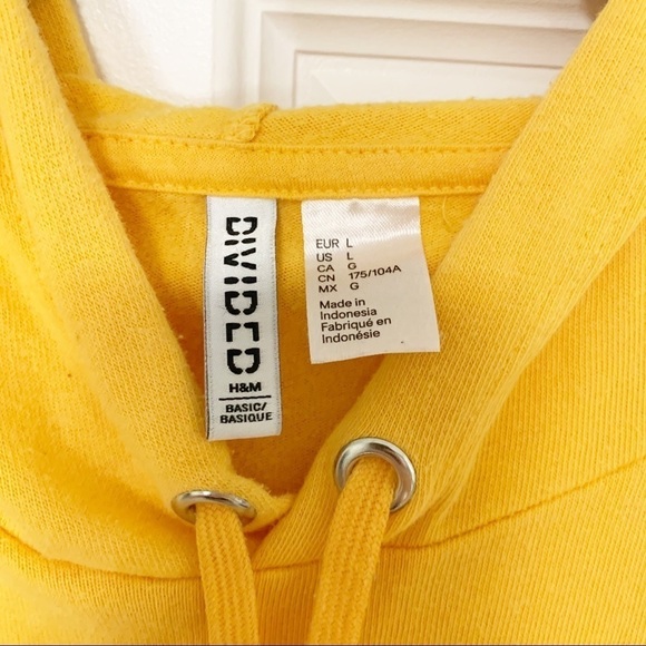 H&M Yellow Cropped Hoodie Large - Picture 4 of 6